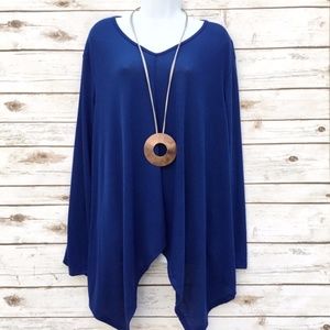 Blue Shark Bite Hi-Lo Lagenlook Top by Lovie Lust